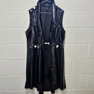 A'Jumma Faux Leather Long Vest